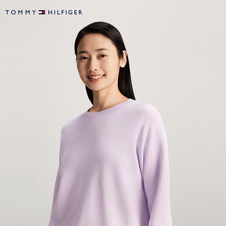 TOMMY HILFIGER【温柔力系列】24早春女菱格圆领毛衣针织衫41626 粉紫色0KB XS