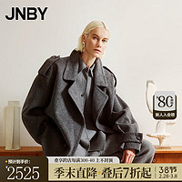 江南布衣（JNBY）23冬昵大衣宽松翻领H型5NB811960 072/中杂灰 XS