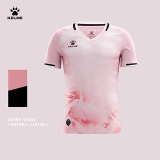 卡尔美（KELME）短袖足球服2024年排汗透气专业比赛训练服个性可球衣 粉色 M
