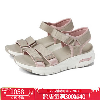 斯凯奇（SKECHERS）女鞋凉鞋缓冲时尚休闲运动凉鞋舒适夏季百搭沙滩户外 Taupe/Pink 11 /41码