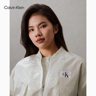 Calvin Klein Jeans24春夏女士时尚棒球领经典绣标飞行员夹克J223720 CGA-奶昔白 S