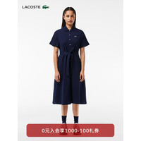 法国拉科斯特 LACOSTE女装24中长款简约纯色收腰polo连衣裙EF7923 166/藏青色 40/170