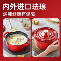 炊大皇珐琅锅铸铁锅家用炖锅砂锅汤锅焖烧锅不粘锅电磁炉燃气煮锅 【冰湖蓝22CM】2.8升珐琅 千元锅品质