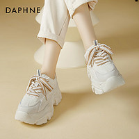 达芙妮（DAPHNE）加绒老爹鞋女款冬季2023加厚棉鞋厚底拼色街拍休闲运动鞋百搭 米杏色【外绒款】 36