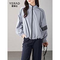 娅丽达（YERAD）设计感宽松露营女2024运动休闲长袖短外套 灰色(H0) XXL