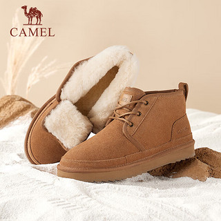 骆驼（CAMEL）男士雪地靴加厚羊毛绒里保暖男鞋 G13W837106 栗色 39 