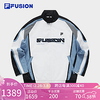 FILA FUSION斐乐潮牌款棉服2024春宽松撞色拼接立领外套 标准白-WT 160/84A/XS