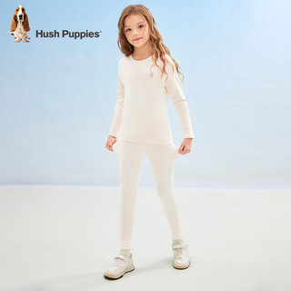 暇步士（Hush Puppies）童装女童套装春装儿童套装舒适罗纹面料保暖时尚休闲 奶油色 150cm