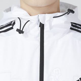 阿迪达斯 （adidas） 男装 2024春运动服休闲舒适防风连帽时尚外套夹克 IB0386/白色/内里网衬 XL(185/104A)