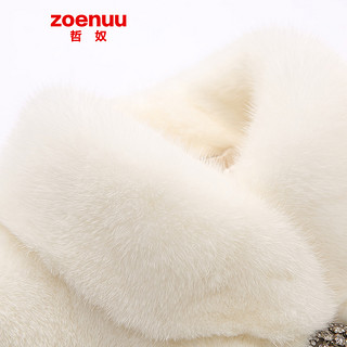 哲奴（zoenuu）水貂皮大衣女整貂皮草外套短款小母貂时尚立领七分袖 白色 2XL