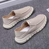 逐升老北京布鞋男士男鞋透气软底一脚蹬套脚休闲鞋子男亚麻帆布鞋  FH-2168卡其色 43