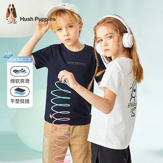 暇步士（Hush Puppies）童装儿童男女童夏季短袖T恤休闲百搭清爽 藏蓝（E款） 160cm