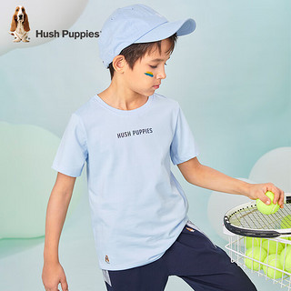 暇步士（Hush Puppies）童装儿童男女童夏季短袖T恤休闲百搭清爽 冰晶蓝（E款） 105cm
