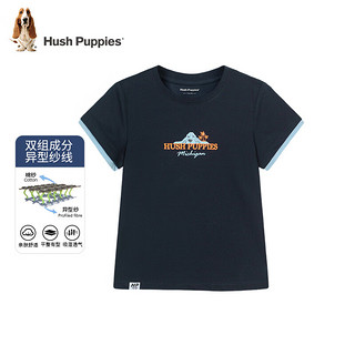 暇步士（Hush Puppies）童装儿童男女童夏季短袖T恤休闲百搭清爽 松石蓝（F款） 105cm