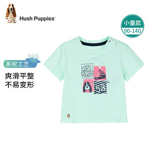 暇步士（Hush Puppies）童装儿童男女童夏季短袖T恤休闲百搭清爽 芥末绿（G款） 160cm