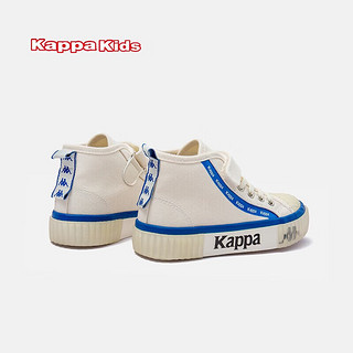 Kappa Kids背靠背卡帕儿童鞋中帮帆布鞋男春季亲子鞋板鞋冬季童鞋 米白 38码 内长23.5适合脚长22.5