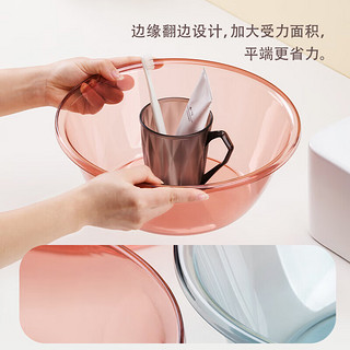 茶花（CHAHUA）塑料透明盆洗脸盆婴儿小洗脸盆宝宝盆卫生间浴室洗屁屁厨房洗菜盆 【小号红+中号蓝】2只装 翻边设计，好端拿