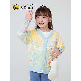 B.Duck小黄鸭童装女童开衫毛衣2024春季儿童洋气针织外套上衣 嫩黄 120cm
