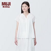 MUJI 無印良品 无印良品（MUJI） 女式强捻法国袖罩衫衬衫内搭夏季款薄荷曼波风纯棉全棉BC2JMC4S 白色 S (155/80A)