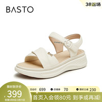 百思图(BASTO)24夏季商场时尚休闲厚底运动凉鞋女沙滩凉鞋UCL56BL4 米白 37