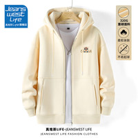 JEANSWEST LIFE真维斯连帽外套男春秋320G重磅休闲上衣美式潮牌字母学生春装