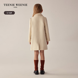 Teenie Weenie Kids小熊童装24早春女童纯色长款毛呢大衣 白色 120cm