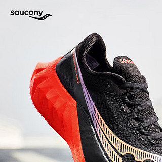 Saucony索康尼啡鹏4跑鞋女全掌碳板马拉松竞速跑步鞋春夏透气运动鞋 黑红127 35.5