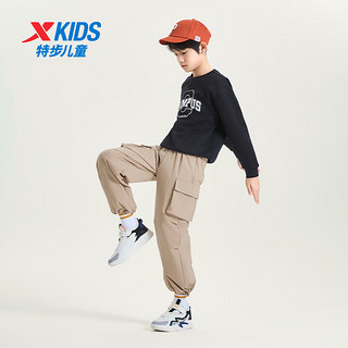 特步（XTEP）儿童童装男女童中大童百搭舒适休闲梭织运动长裤 麦田金 150cm