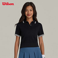 威尔胜（Wilson）2024年春季织衫女款复古毛织经典撞色运动网球服短袖 WW00214411BKA-正黑色 XS