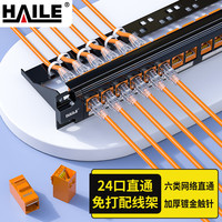 HAILE 海乐 六类配线架24口直通免打 CAT6非屏蔽直通模块 橙色HT-ZT24B