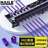 HAILE海乐 六类配线架24口直通免打 CAT6非屏蔽直通模块 紫色 HT-ZT24G