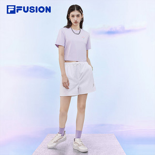 FILA FUSION斐乐潮牌梭织短裤女2024夏季时尚休闲宽松五分裤 标准白-WT 155/58A/XS