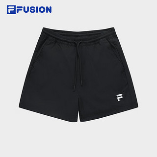 FILA FUSION斐乐潮牌梭织短裤女2024夏季时尚休闲宽松五分裤 正黑色-BK 155/58A/XS