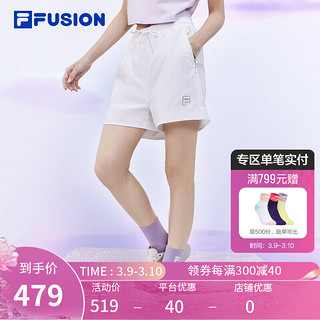 FILA 斐乐 FUSION斐乐潮牌梭织短裤女2024夏季时尚休闲宽松五分裤 标准白-WT 180/78A/XXL