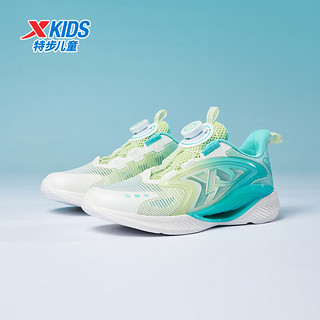 特步（XTEP）【氢风轻透科技】儿童跑步鞋男女童运动鞋旋转纽扣科技跑鞋 果冻绿/极光绿【大logo】 34码