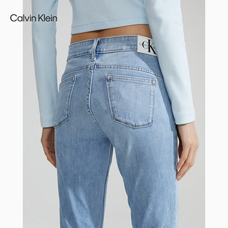 Calvin Klein Jeans24春季女士经典贴章休闲合体水洗微弹牛仔裤J223371 1AA-牛仔浅蓝 29