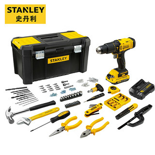 史丹利（STANLEY）20V冲击手电钻手工具综合家用维修套装工具箱46件套 SCD711C1H-A9