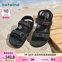 热风2024年夏季男士时尚凉鞋 75黑绿（H60M4632） 40