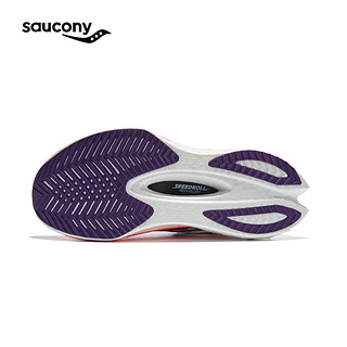 Saucony索康尼啡鹏4跑鞋女全掌碳板马拉松竞速跑步鞋春夏透气运动鞋 白紫129 35.5