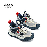 Jeep 吉普 儿童运动鞋2024男女童鞋防滑透气春秋款中大童网面跑步鞋 深蓝红 28码 内长约18.1cm