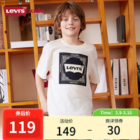 Levi's李维斯童装24夏季男童凉感腰果花T恤儿童复古短袖上衣 糖果白 120/60(6)