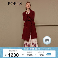 PORTS宝姿年秋冬新品女装长袖中长大衣SN9C001JFQ039 彼岸红