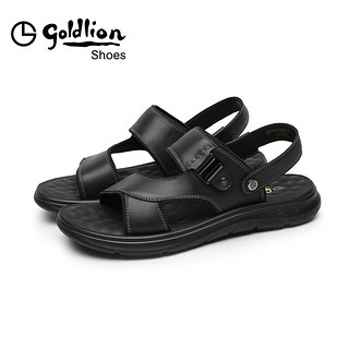 金利来（goldlion）男鞋都市休闲透气凉鞋两穿轻便皮鞋沙滩鞋59622032701A-黑色-41码