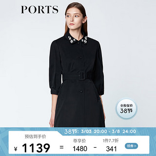 PORTS宝姿  新品商场同款女装经典中袖收腰风衣SN8T003HWB015 黑色