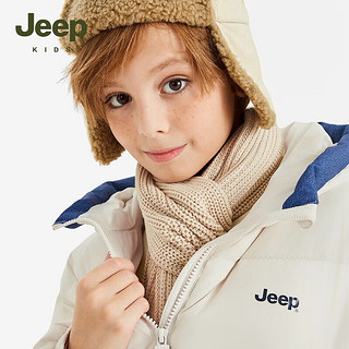 Jeep吉普儿童羽绒服男女童外套冬季2023保暖防风防寒中长款面包服 浅杏(短款) 150cm