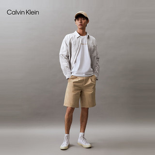 Calvin Klein Jeans24春夏男简约刺绣调节腰带直筒宽松休闲短裤J325359 PF2-卡其 28