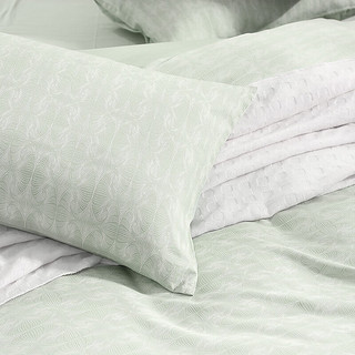 富安娜 床上四件套100%纯棉简约风亲肤套件床单被套 青柠绿【40支斜纹】 1.8米床 (被套230*229cm)