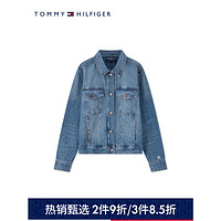 TOMMY HILFIGER 24春季女装休闲双贴袋铆钉扣合身牛仔外套76J4571 牛仔蓝8KB S