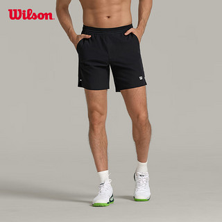威尔胜（Wilson）24年春季运动短裤男款弹力宽松舒适运动梭织短裤网球裤 WM00299411BKA-正黑色 170/80A/S