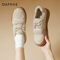 达芙妮（DAPHNE）低帮加绒雪地靴女款保暖百搭休闲板鞋平底东北二棉鞋 灰色 35